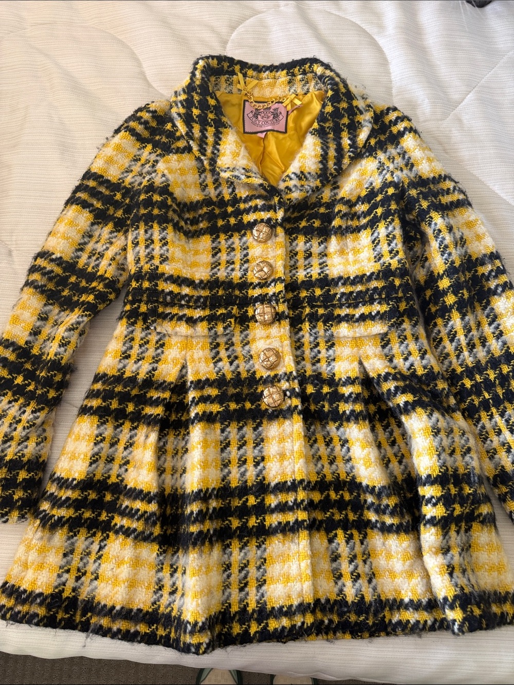 Vintage Juicy Couture Yellow & Black Plaid Coat